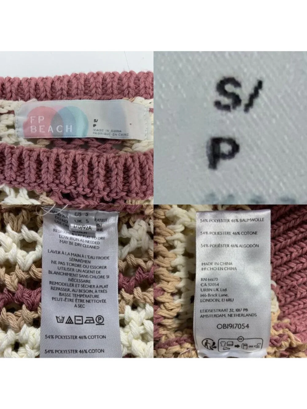 Free People FP Beach Dayton Striped Pullover Sweater S Brown Crochet